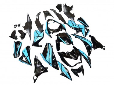 Best 2013-2018 Kawasaki Z800 Motorcycle Fairings - Light Blue Glossy Black