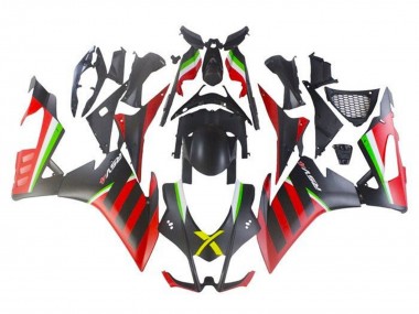 Best 2009-2015 Aprilia RSV4 1000 Motorcycle Fairings - Matte Black Red Green Stripe