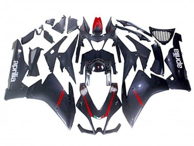 Best 2009-2015 Aprilia RSV4 1000 Motorcycle Fairings - Black Faux Carbon Fiber Red