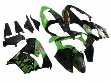 Best 2002-2003 Kawasaki ZX9R Motorcycle Fairings - Green Black Playboy