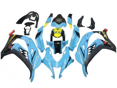 Best 2016-2020 Kawasaki ZX10R Motorcycle Fairings - Light Blue Yellow Shark