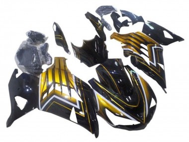 Best 2012-2024 Kawasaki ZX14R ZZR1400 Motorcycle Fairings - Glossy Black Gold Stripe
