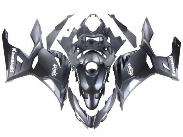 2018-2024 Kawasaki Ninja 400 Motorcycle Fairings - Matte Black White Decals