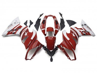 Best 2009-2011 Kawasaki Ninja 650 EX650 Motorcycle Fairings - Red White Star Acer