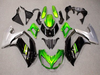 Best 2012-2014 Kawasaki Ninja ER6F Motorcycle Fairings - Green Black Silver
