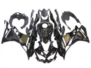 Best 2019-2025 Kawasaki ZX25R ZX-25R Motorcycle Fairings - Glossy Black Gold White Honeycomb