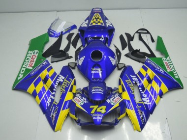 Best 2004-2005 Honda CBR1000RR Motorcycle Fairings - Blue Yellow Green MoviStar
