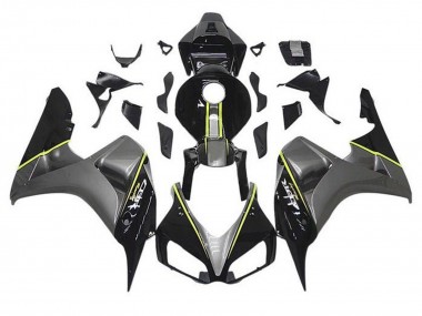 Best 2006-2007 Honda CBR1000RR Motorcycle Fairings - Grey Glossy Black Yellow Stripe