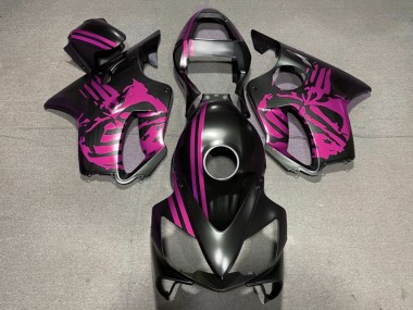 Best 2001-2003 Honda CBR600 F4i Motorcycle Fairings - Pink Matte Black Skull
