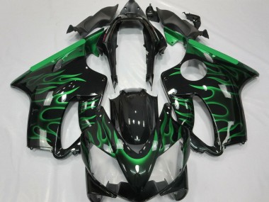 Best 2004-2007 Honda CBR600 F4i Motorcycle Fairings - Glossy Black Green Flame