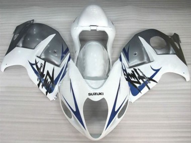 Best 1996-2007 Suzuki GSXR 1300 Hayabusa Motorcycle Fairings - White Silver Blue