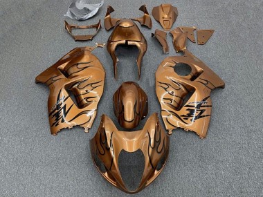 Best 1996-2007 Suzuki GSXR 1300 Hayabusa Motorcycle Fairings - Brown Bronze Black Flame