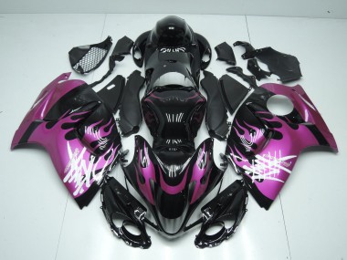 Best 2008-2020 Glossy Black Purple Flame Suzuki GSXR 1300 Hayabusa Motorcycle Fairings