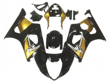 Best 2003-2004 Suzuki GSXR 1000 Motorcycle Fairings - Gold Glossy Black