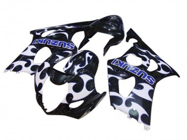 Best 2003-2004 Suzuki GSXR 1000 Motorcycle Fairings - Black White Blue Tribal