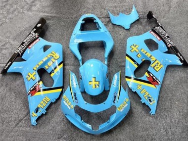 Best 2001-2003 Suzuki GSXR 600 / GSXR 750 Motorcycle Fairings - Light Blue Yellow Black Black Rizla