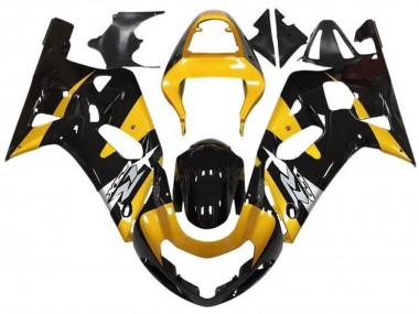 Best 2001-2003 Suzuki GSXR 600 / GSXR 750 Motorcycle Fairings - Yellow Silver Glossy Black