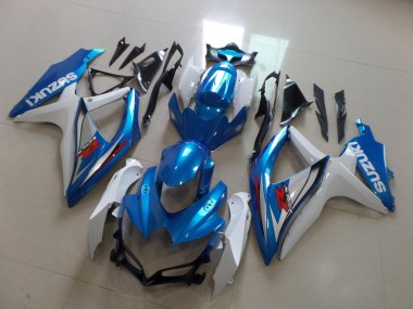 Best 2008-2010 Suzuki GSXR 600 / GSXR 750 Motorcycle Fairing - White Light Blue Red