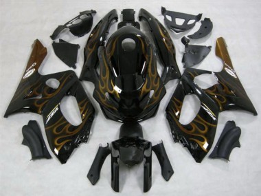Best 1996-2007 Yamaha YZF600R Thundercat Motorcycle Fairings - Black Dark Gold Flame