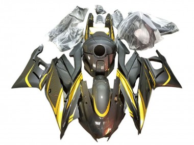 Best 2022-2024 Yamaha YZF R3/R25 Motorcycle Fairings - Gold Black Carbon Fiber Style