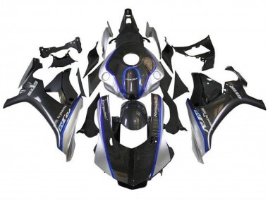 Best 2015-2019 Yamaha YZF 1000 R1 Motorcycle Fairings - Faux Carbon Fiber Silver Blue R1M