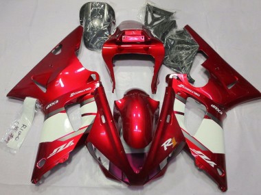 Best 2000-2001 Yamaha YZF 1000 R1 Motorcycle Fairings - Red White Silver