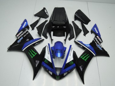 Best 2002-2003 Yamaha YZF 1000 R1 Motorcycle Fairings - Blue White Black Green Motul Green Monster
