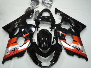 Best 2004-2005 Suzuki GSXR 600 / GSXR 750 Motorcycle Fairings - Glossy Black Orange White with Decal
