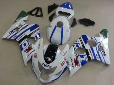 Best 2004-2005 Suzuki GSXR 600 / GSXR 750 Motorcycle Fairings - White Blue Black Green Tyco