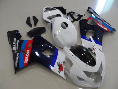 Best 2004-2005 Suzuki GSXR 600 / GSXR 750 Motorcycle Fairings - White Blue Red Black Motul
