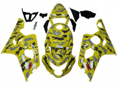 Best 2004-2005 Suzuki GSXR 600 / GSXR 750 Motorcycle Fairings - Yellow Black Grey Camouflage