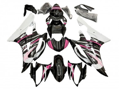Best 2006-2007 Yamaha YZF R6 Motorcycle Fairings - White Pink Black Star Flame