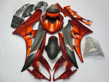 Best 2006-2007 Yamaha YZF R6 Motorcycle Fairings - Orange Matte Black