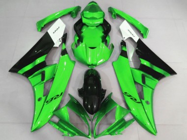 Best 2006-2007 Yamaha YZF R6 Motorcycle Fairings - White Green Glossy Black