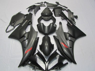 Best 2006-2007 Yamaha YZF R6 Motorcycle Fairings - Matte Black Red Decals