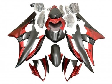 Best 2006-2007 Yamaha YZF R6 Motorcycle Fairings - Red Matte Black