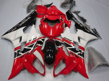 Best 2006-2007 Yamaha YZF R6 Motorcycle Fairings - Red White Glossy Black Michelin Motul