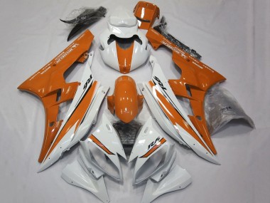 Best 2006-2007 Yamaha YZF R6 Motorcycle Fairings - White Orange