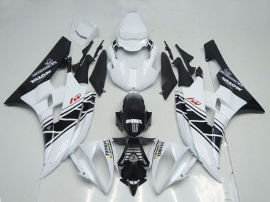 Best 2006-2007 Yamaha YZF R6 Motorcycle Fairings - White Glossy Black Motul Michelin