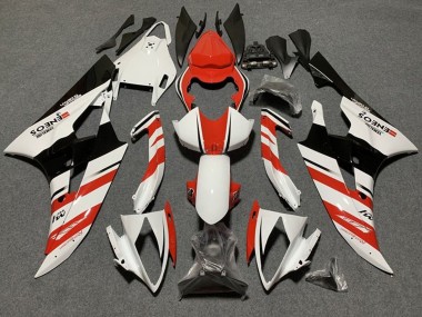 Best 2006-2007 Yamaha YZF R6 Motorcycle Fairings - White Orange Glossy Black Stripe