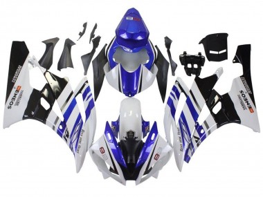 Best 2006-2007 Yamaha YZF R6 Motorcycle Fairings - White Blue Black ENEOS Yamalube