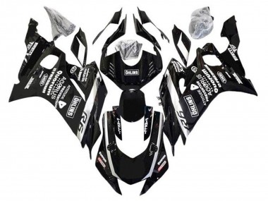 Best 2017-2023 Yamaha YZF R6 Motorcycle Fairings - Black White Ohlins