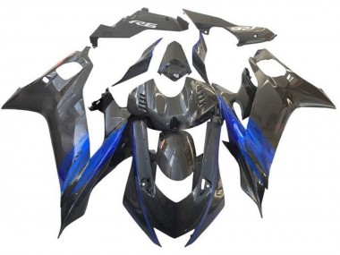 Best 2017-2023 Yamaha YZF R6 Motorcycle Fairing - Blue Black Faux Carbon Fiber