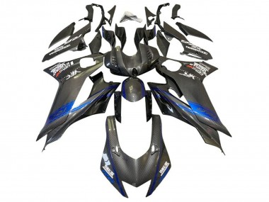 Best 2017-2023 Yamaha YZF R6 Motorcycle Fairings - Blue Black Faux Carbon Fiber