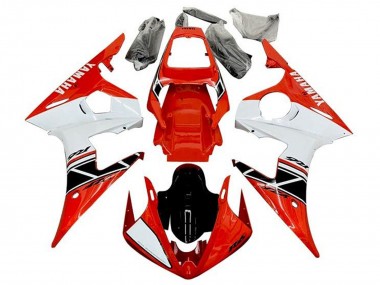 Best 2003-2004 Yamaha YZF R6 Motorcycle Fairings - Red White Glossy Black Stripe