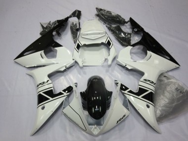 Best 2003-2004 Yamaha YZF R6 Motorcycle Fairings - White Glossy Black