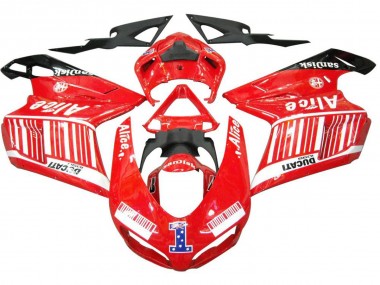 Best 2007-2014 Ducati 1098 Motorcycle Fairings - White Red Glossy Black Alice 1