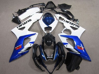 Best 2005-2006 Suzuki GSXR 1000 Bike Fairings - White Blue Glossy Black