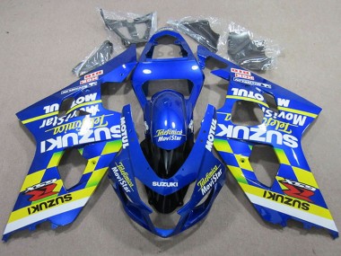 Best 2004-2005 Suzuki GSXR 750 Motorcycle Fairings - Blue Neon Yellow Telefonica MoviStar Motul