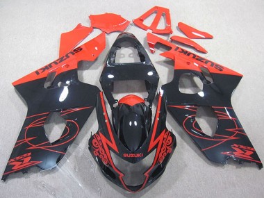 Best 2004-2005 Suzuki GSXR 750 Motorcycle Fairings - Red Glossy Black